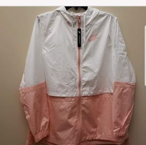 pink and white nike windbreaker